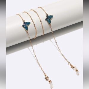 Gold Butterfly Blue Glasses Chain A1679